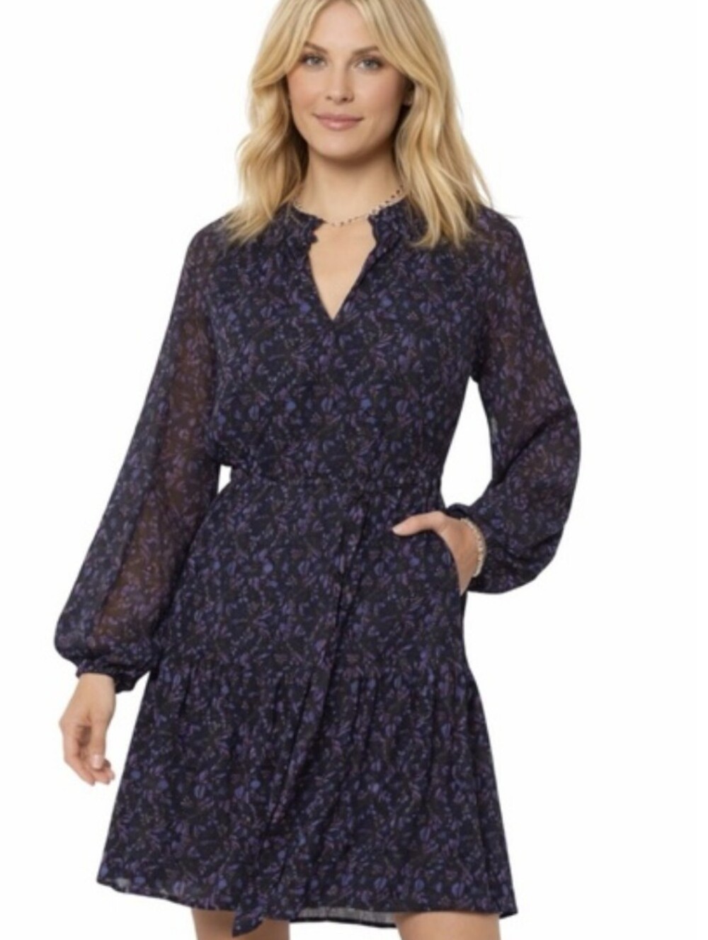 Evereve Hollis Floral Long-Sleeve Dress